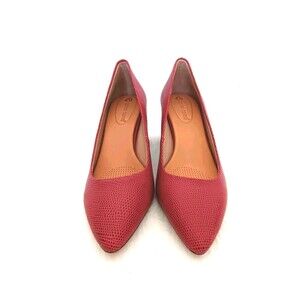 CC Corso Como Red Snake Embossed Leather Pointed Toe Block Heel Pumps - Size 9M